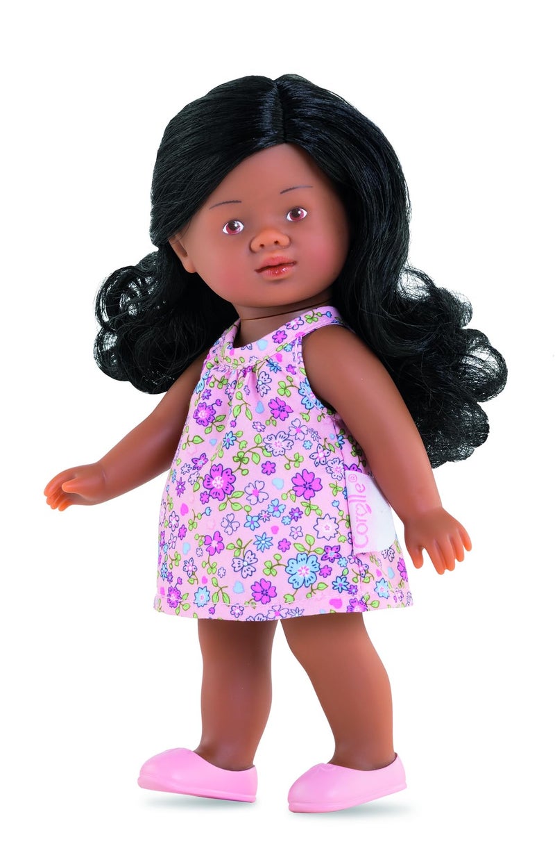 كورول دمية كورول ميني كورولين روزالي مقاس 8 بوصات بشعر أسود وفستان زهري للأطفال من سن 3 سنوات فما فوق - Image 1